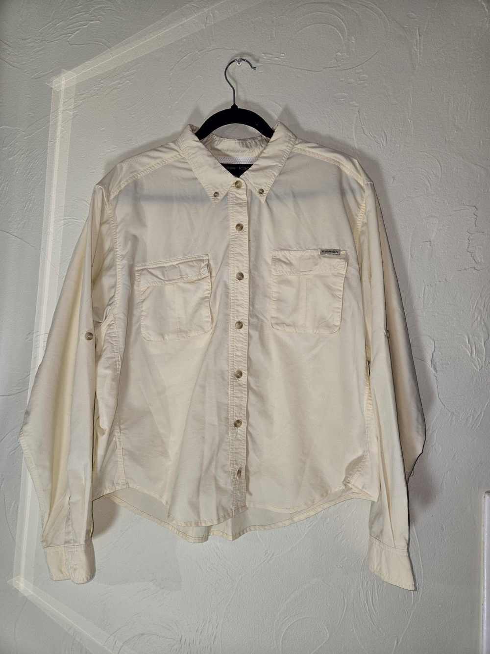 ExOfficio Women's Cream Nylon Blend Long Sleeve Adventure Hiking Shirt